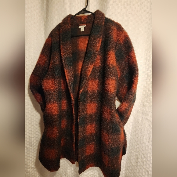 Plaid Wool Blend Coat Folklore Teddy Jacket Cabincore Aesthetic - Picture 5 of 7